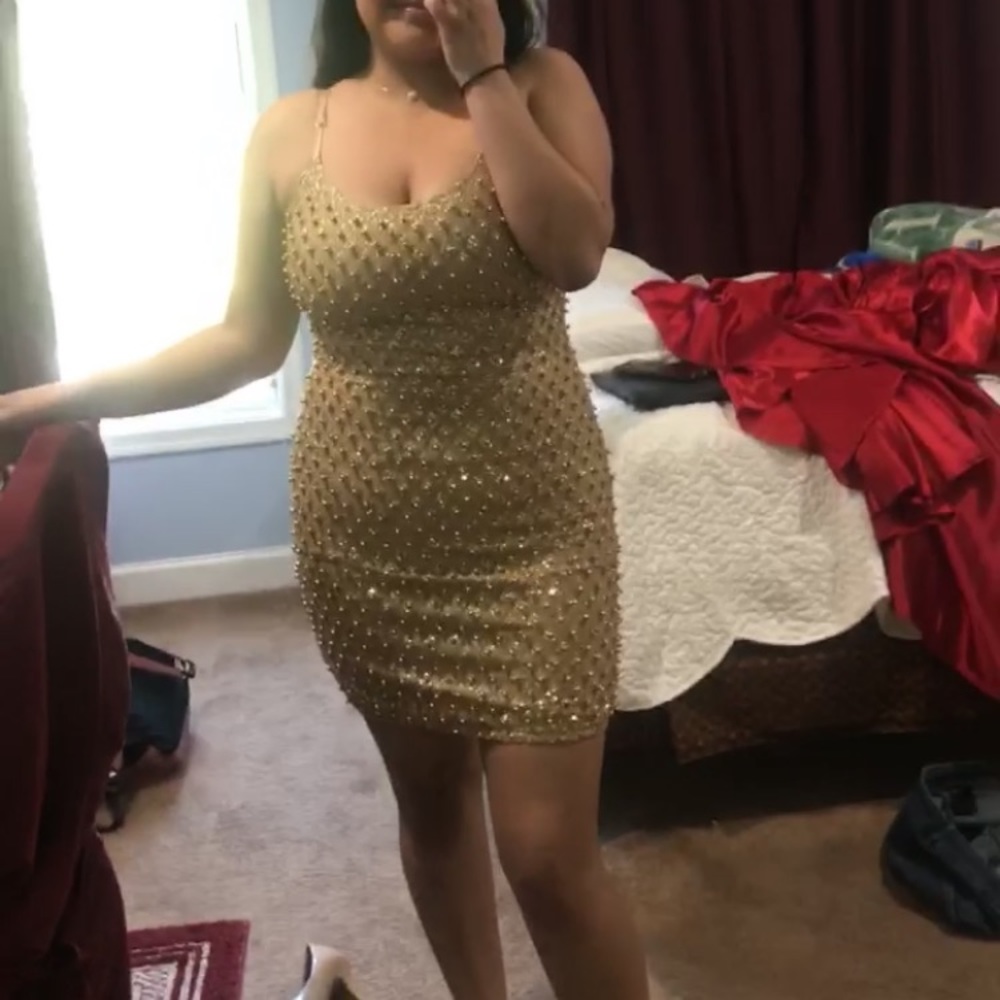 Roxi dress - Gold FASHION NOVA